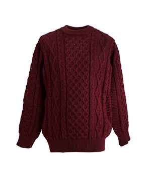 Wool Aran sweater - Burgundy