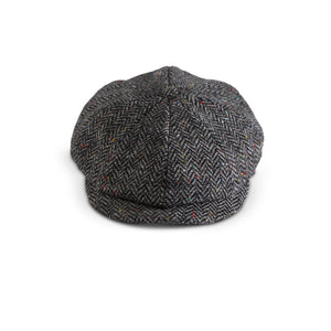 8 Panel Cap Grey Herringbone