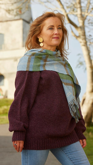Shetland crewneck sweater Plum